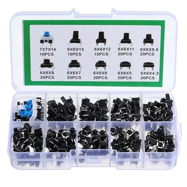 540Pcs 10 Values Tactile Push Button Switch Mini Momentary Tact Assortment Kit DIY