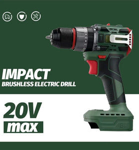 20V Impact Electric Drill Dual Speed Brushless Lithium Battery 25+3 Torque Multifunction High Power Cordless Drill Tool