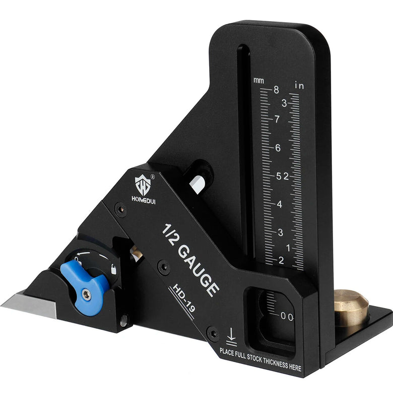 HONGDUI Woodworking Easy 1/2 Gauge 1/2 Finder Marking Measuring Tool Aluminum Alloy Precision Automatically Center Find 1/2 Scriber Set Up Tool for Table Saw Router Table