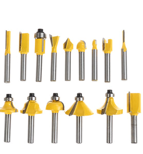 15pcs 1/4 Inch Shank Router Bits Set Carbide Trimming Machine Tool Set for woodworking