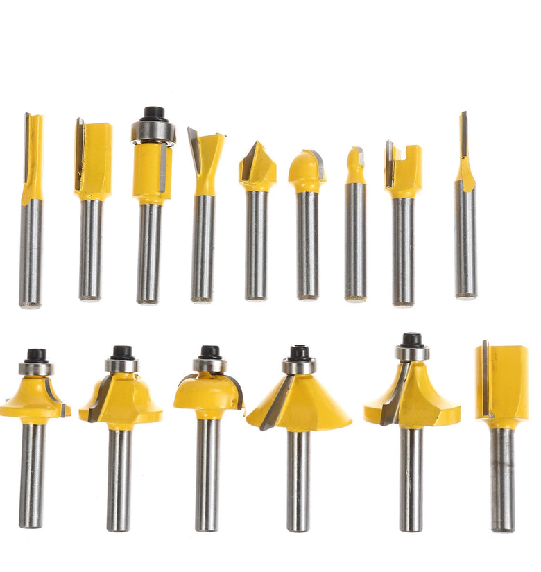 15pcs 1/4 Inch Shank Router Bits Set Carbide Trimming Machine Tool Set for woodworking