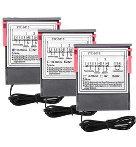 STC-3018 12V / 24V / 220V Digital Temperature Controller C/F Thermostat Relay 10A Heating/Cooling Thermoregulator with Dual LED Display