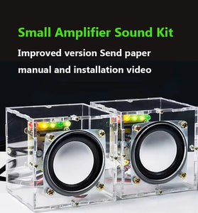 HU-023 Mini Crystal Speaker DIY Kit Dual Channel 3W Power Compact LED Music Spectrum Display Computer Phone Audio Desktop Speaker Assembly
