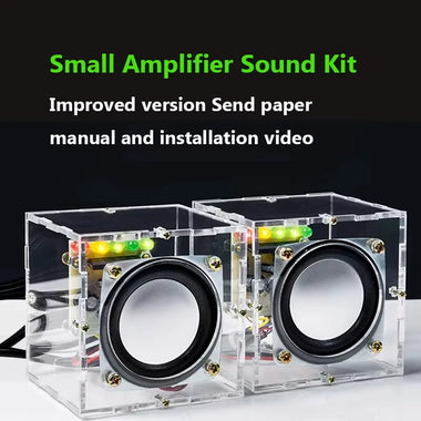 HU-023 Mini Crystal Speaker DIY Kit Dual Channel 3W Power Compact LED Music Spectrum Display Computer Phone Audio Desktop Speaker Assembly
