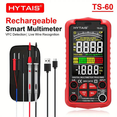 HYTAIS TS-60 Digital Multimeter 6000 Counts High Precision Rechargeable Battery Live Wire Detection AC/DC Voltage Current Measurement