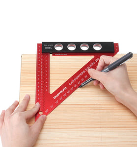 ENJOYWOOD 200mm Aluminum Alloy Carpenter Square Triangle Ruler Woodworking Precision Hole Positioning Square
