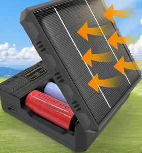 Portable Power Bank MS-TYN84 Solar Smart Charger Type-C 4 Slot Case Battery Charging Case Multi-Function Outdoor Charger for 26650/21700/18650/18500/16340 Lithium Battery