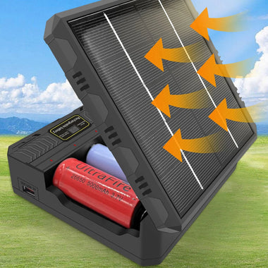 Portable Power Bank MS-TYN84 Solar Smart Charger Type-C 4 Slot Case Battery Charging Case Multi-Function Outdoor Charger for 26650/21700/18650/18500/16340 Lithium Battery