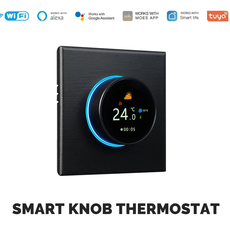 MoesHouse Smart WiFi Smart Home Heating Knob Thermostat with Digital Display Temperature Controller for Water/Electric/Gas Boiler Heating Voice Control Works with Alexa Google Home