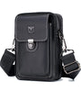 BULLCAPTAIN Men Casual Waist Bag Belt Purse Genuine Leather Multifunctional Shoulder Messbage Bag Mobile Phone Crossbody Bags Waist Pack