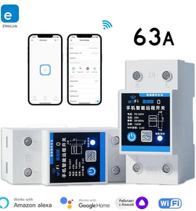 eWelink 63A Din Rail Smart Switch Relay APP Remote Control Timer Inching Function 2P Circuit Breaker Switch  Works with Alexa Google