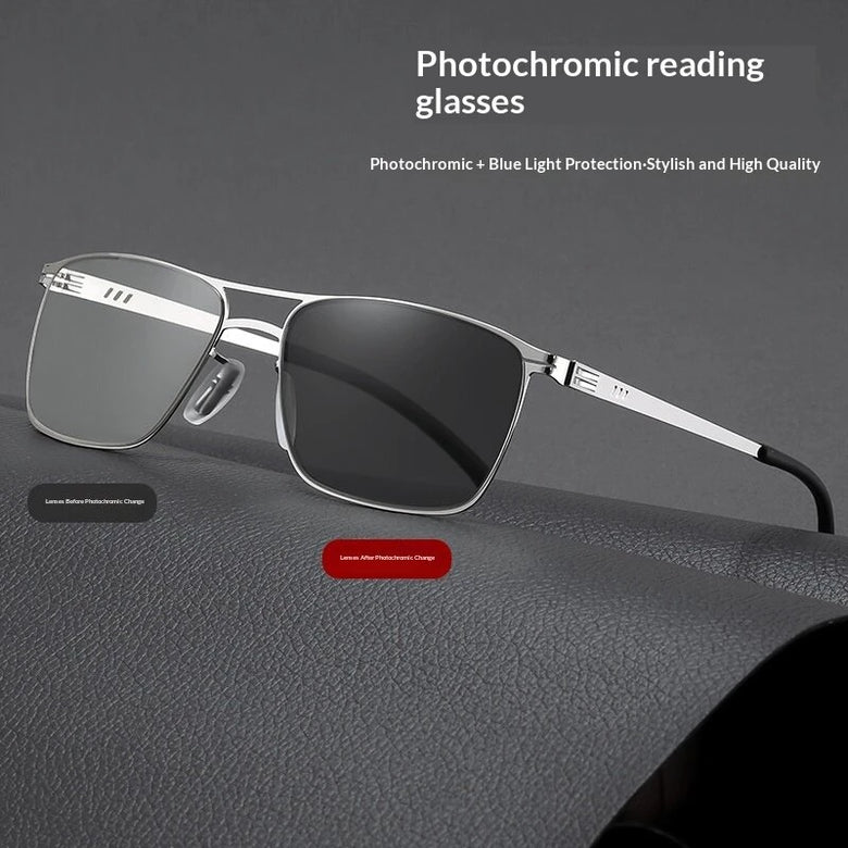 Retro Photochromic Reading Glasses Anti-blue Light HD Lightweight Business Casual Presbyopia Glasses for Men Women