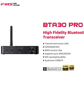 FiiO BTA30 Pro HiFi bluetooth Transceiver Receiver LDAC AptXs HD 384kHz 32bit DSD256 RX TX DAC 30M Range Transmitter Receiver Audio Adapter for PC TV Speaker Headphone