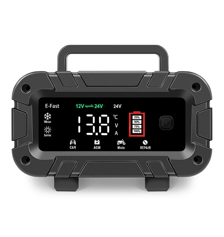 TK-700 12V 24V Battery Charger Repair Car Battery Charger Large Screen Multiple Modes for Car SUV Truck Boat Motorcycle