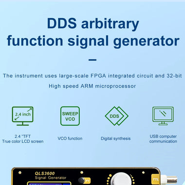 QLS3600S Signal Generator 0-30MHz High Stability Multiple Waveforms USB Interface Frequency Sweep VCO Burst DC 5V Power Amplitude Control