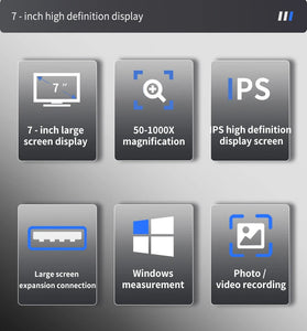 MUSTOOL MK7 Digital Microscope 50X-1000X Magnification 7 Inch IPS Screen8 LED Lights Adjustable USB Connection Photo Video Recording