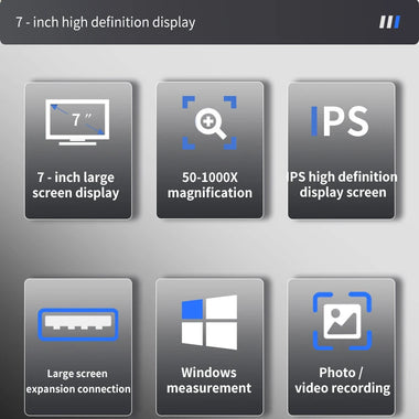 MUSTOOL MK7 Digital Microscope 50X-1000X Magnification 7 Inch IPS Screen8 LED Lights Adjustable USB Connection Photo Video Recording
