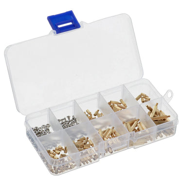 AOQDQDQD 260Pcs M2 PCB Threaded Brass Male Female Standoff Spacer Board Hex Screws Nut Assortment Box Kit Set with Plastic Box Hollow