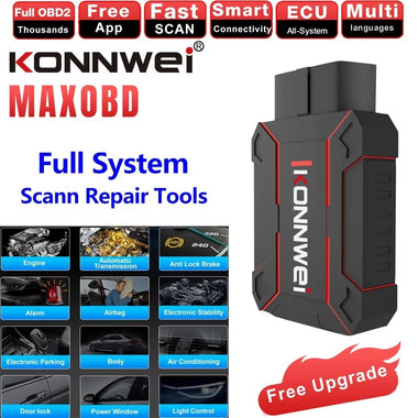 KONNWEI MAXOBD Full Car System OBD2 Scanner Diagnostic Tool for iOS Android Code Read Engineirbag Automatic Transmission ABS Alarm Fault Code Reader
