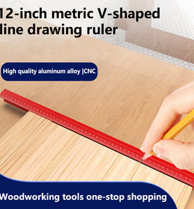 V Shape Marking Ruler Double-Sided Aluminum Alloy CNC Precision Measurement Tool Ideal for Square and Right Angle Checks
