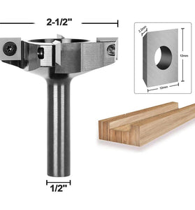 Spoilboard Surfacing Router Bit 1/2 Inch 12.7mm Shank 63mm Diameter 4 Wings Carbide Inserts CNC Router Bit Wood Slab Flattening MDF Laminate Slotting Trimming Tool