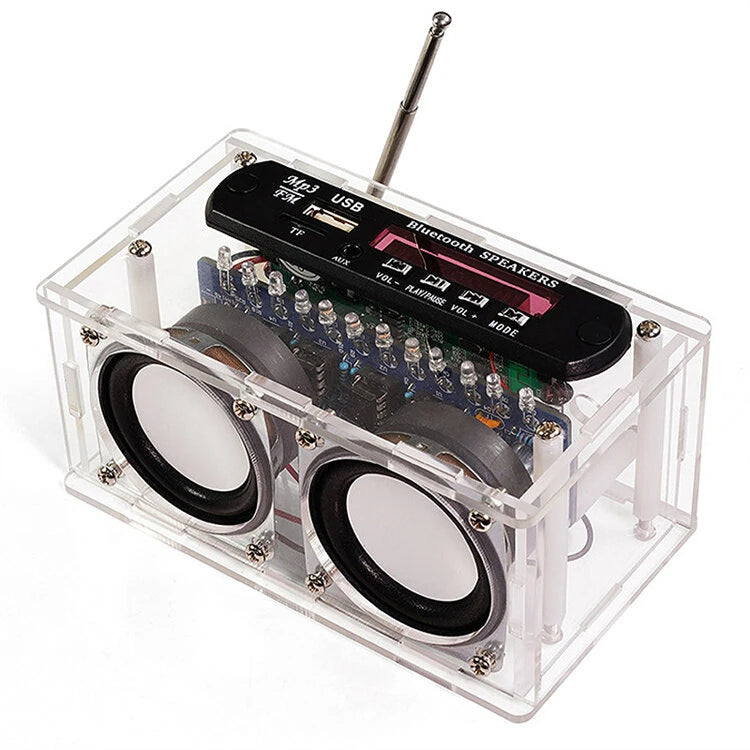 3Pcs DIY bluetooth Speaker Kit with FM Radio 87.5-108MHZ DIY Soldering Project Practice Electronic Kit Solder Assembly Support U Disk TF Card AUX