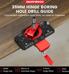ENJOYWOOD Aluminum Alloy 35MM Hinge Boring Hole Drill Guide Hinge Jig with Clamp For Woodworking Cabinet Door Installation