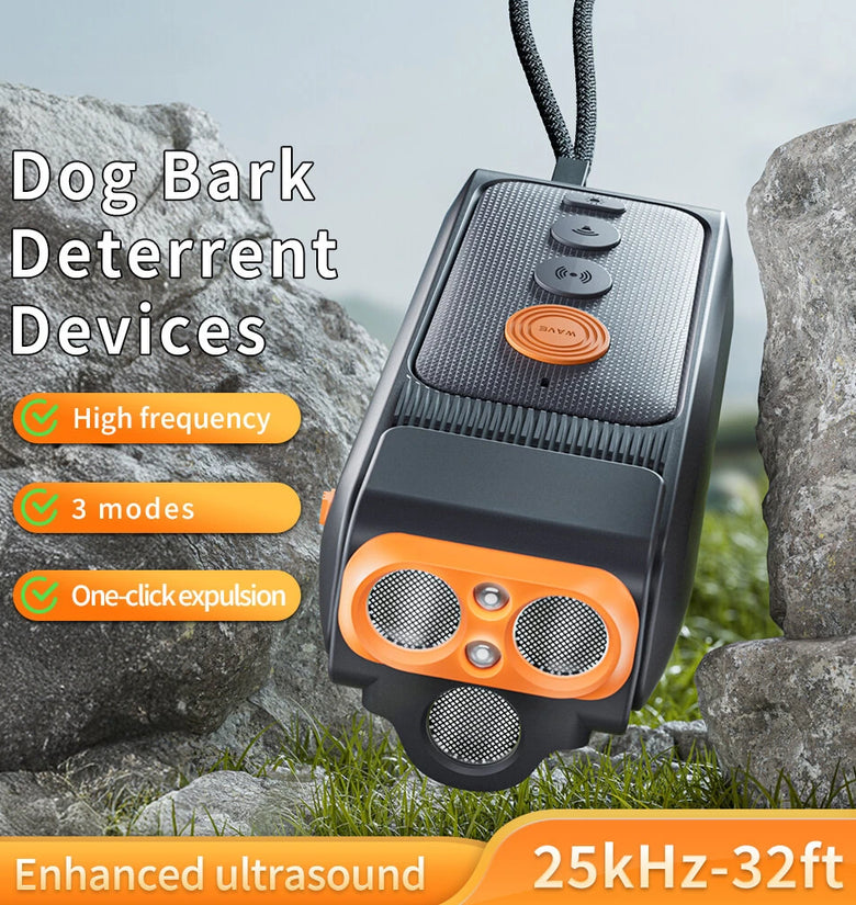 DR32B Ultrasonic Dog Bark Control Device 900mAh Battery 25KHz Frequency Handheld Anti-Barking Trainer Portable Pet Training Tool Adjustable Modes