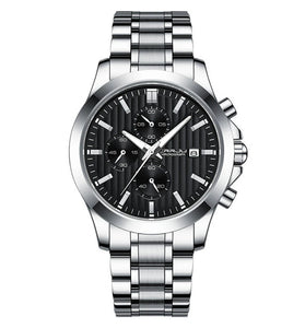 CRRJU Men's Business Watch, Solid Stainless Steel Multi-function Chronograph Waterproof Watch