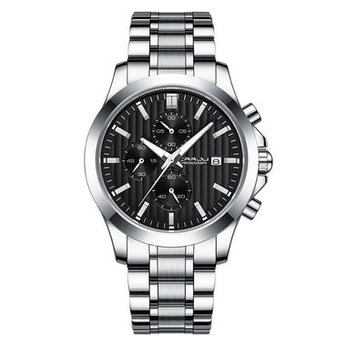 CRRJU Men's Business Watch, Solid Stainless Steel Multi-function Chronograph Waterproof Watch