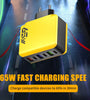 65W 6-Port USB PD Charger 3USB-A+3USB-C PD QC3.0 Fast Charging Wall Charger Adapter EU Plug US Plug for iPhone 16 16 Pro 15 14 13 Pro Max for Samsung Galaxy Z Flip 6 for Huawei Mate XT