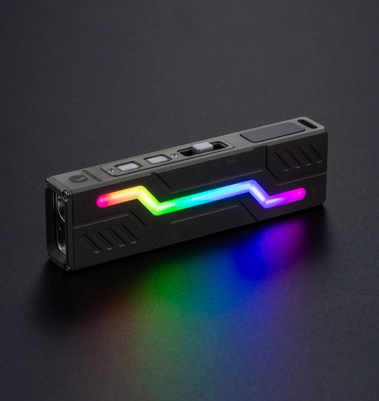 Lumintop MoonBox-3.0 Titanium Flashlight 1200 Lumen+UV Flashlight Smart LED Screen Mini RGB Atmosphere Light Rechargeable LED Torch Portable Waterproof for Camping Hiking