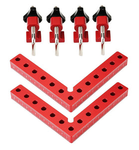 4PCS VEIKO 140mm x 140mm 90 Degree Right Angle Clamps Positioning Squares MM/Inch Scale Aluminum Alloy Woodworking Carpenter Corner Clamping for Picture Frame Cabinet Drawer