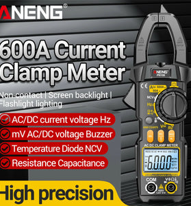 NEW ANENG PN108 Clamp Meter High-Precision AC/DC Voltage Current Tester 600A 600V Auto Power Off Backlit Display