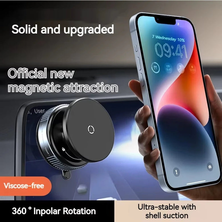 K009 Vacuum Magnetic Car Phone Holder Strong N52 Magnets 18N Force Mechanical Suction Cup Stable Three-Axis Design High Load 7kg Universal for Car Dashboard Glass Panel