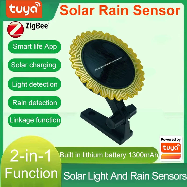 Tuya Smart Zigbe Sunlight Rain Sensor Solar Charging Real-time Rainwater Detector Smart Life App Controlled for House Outdoor