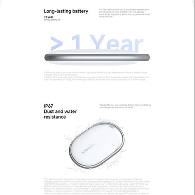 Xiaomi Tag bluetooth Tracker Key Finder Apple Find My Google Find Hub Compatible IP67 Waterproof Buzzer Lost Prevention Long Lasting Anti-lost Device