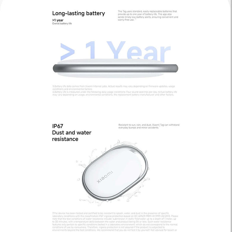 Xiaomi Tag bluetooth Tracker Key Finder Apple Find My Google Find Hub Compatible IP67 Waterproof Buzzer Lost Prevention Long Lasting Anti-lost Device