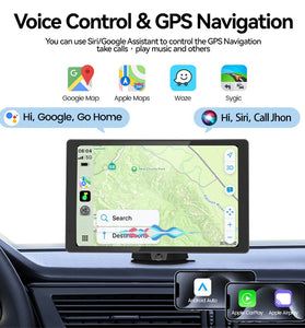 8 Inch IPS 4K HD Touch Screen Wireless Portable Carplay Android Auto Display Dual Lens Dash Cam Wifi BT Player with Magnetic Bracket