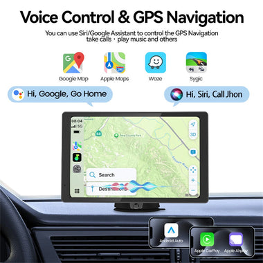 8 Inch IPS 4K HD Touch Screen Wireless Portable Carplay Android Auto Display Dual Lens Dash Cam Wifi BT Player with Magnetic Bracket