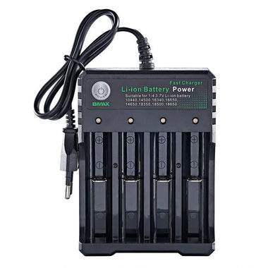 BMAX 4 Slot 18650/14500/16650/16340 Li-ion Battery Charger EU Plug AC Plug Portable Charger