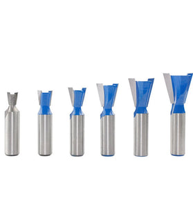 LAVIE 6pcs 12mm 1/2" 1/4" Shank Dovetail Router Bits Set 14 Degree Joint Router Bit Woodworking Engraving Bit Milling Cutter for for Making Boxes Drawers Chests