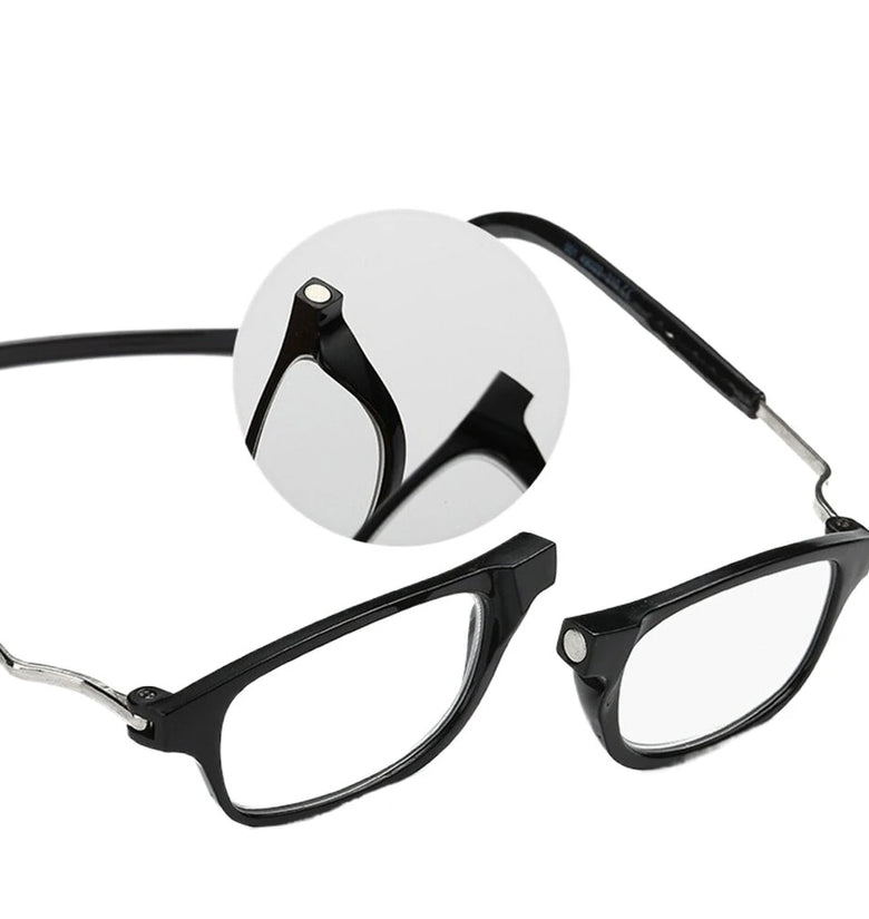 2pcs Magnetic Neck Mounted Lightweight Reading Glasses Adjustable Temples Anti-Fall Anti-drop Presbyopic Eyeglasses