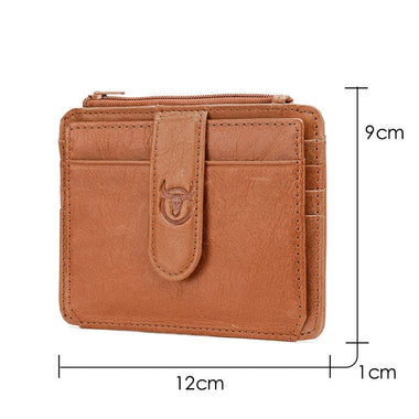 BULLCAPTAIN Men's Genuine Leather RFID Blocking Wallets, Thin Zipper Short Wallet Multiple Card Slots Coin Purse Holder Mini Business Wallet, Gifts To Mens Birthday