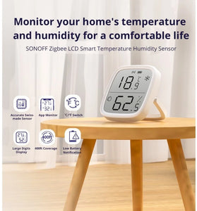 4Pcs SONOFF SNZB-02D LCD Smart Temperature Humidity Sensor APP Real-time Monitoring Work with ZB Bridge-P/ ZB Dongle/ NS Panel
