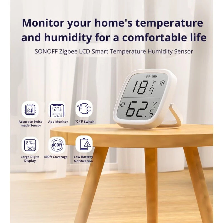 4Pcs SONOFF SNZB-02D LCD Smart Temperature Humidity Sensor APP Real-time Monitoring Work with ZB Bridge-P/ ZB Dongle/ NS Panel