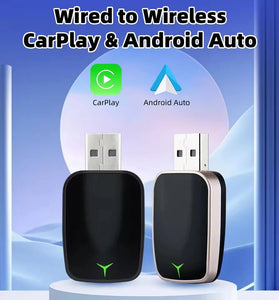 Mini 2 in 1 Wired to Wireless CarPlay Android Auto Adapter Plug & Play 5GHz WiFi Fast Connection Convert the Original car with Carplay cable to Wireless
