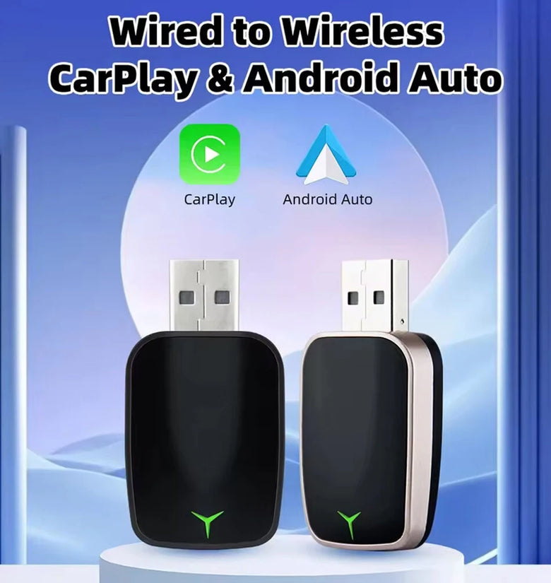 Mini 2 in 1 Wired to Wireless CarPlay Android Auto Adapter Plug & Play 5GHz WiFi Fast Connection Convert the Original car with Carplay cable to Wireless