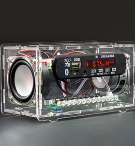 FM Radio DIY Electronics Kit Bluetooth 5.0 Speaker with Voice-activated Level Indicator DIY Electronic Kit DC5V Bluetooth Speak