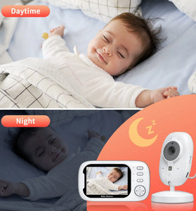ABM600 3.5 inch Video Baby Monitor with Camera Two-Way Audio Babysitter Wireless Night Vision Temperature Monitoring Security Cameras EU Plug